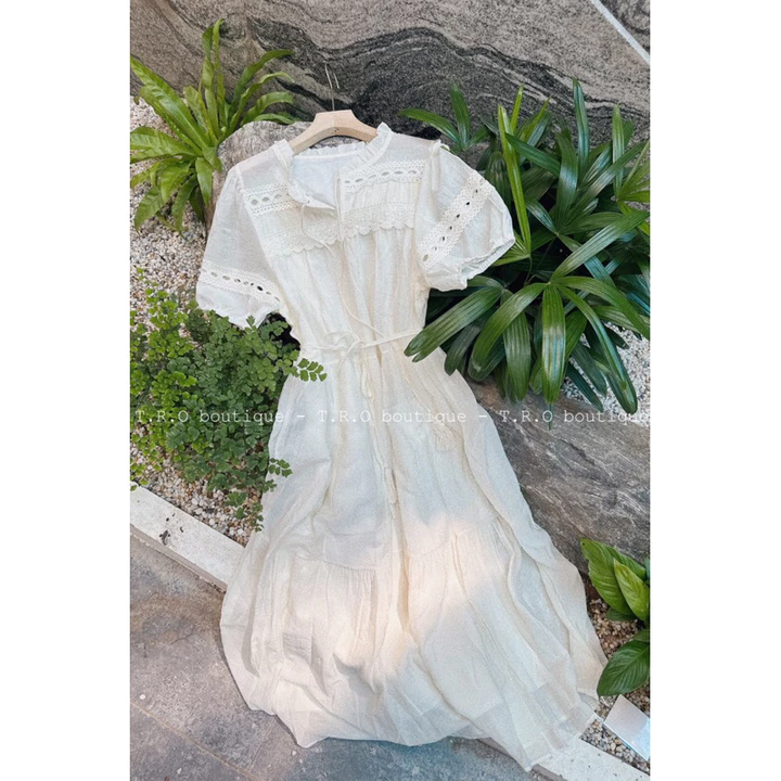 Đầm bầu babydoll , váy bầu xinh thiết kế tơ thô babydoll dây cổ tiểu thư cực xinh – 6