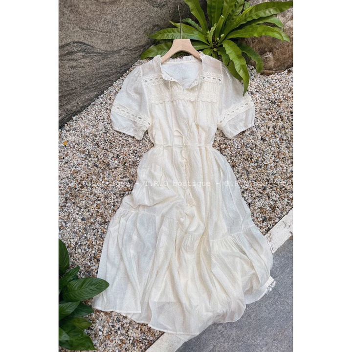 Đầm bầu babydoll , váy bầu xinh thiết kế tơ thô babydoll dây cổ tiểu thư cực xinh