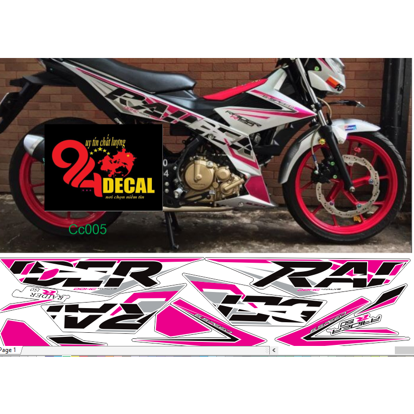 tem rời RAIDER150C cao cấp đa dạng màu sắc