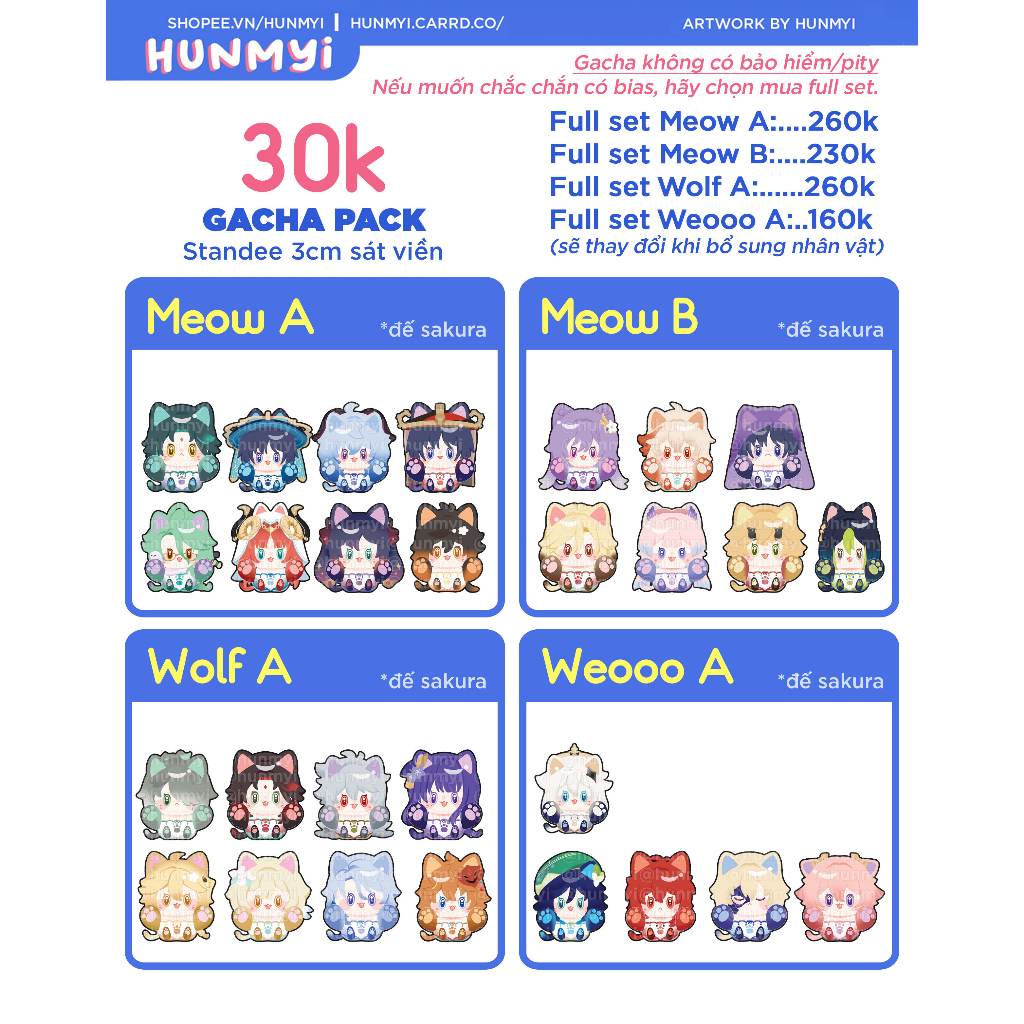 [GACHA] Meow Wolf Standee mini 3cm/ mô hình bé xíu - Artist: Hunmyi ...