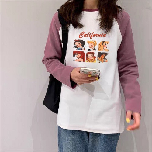 Áo thun dài tay phối màu in hình, Áo tay dài chất Cotton Xược