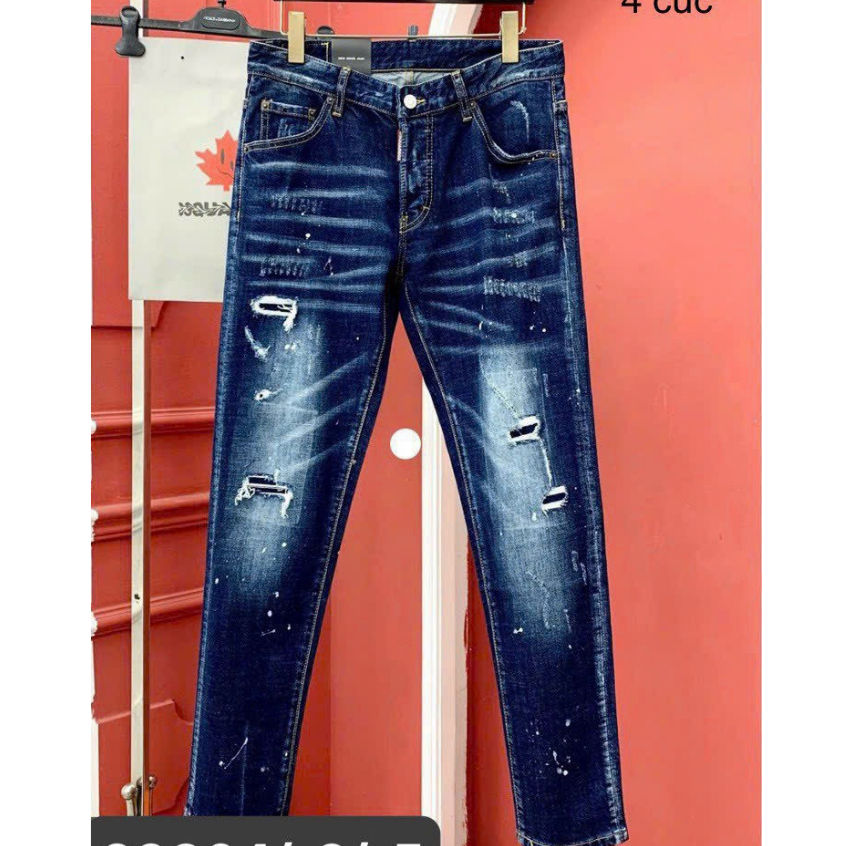 Quần Jean Nam DSQ Xanh Rách Gối Nhỏ Form Slim Ôm Chân ,Quần Bò DSQUARED ...