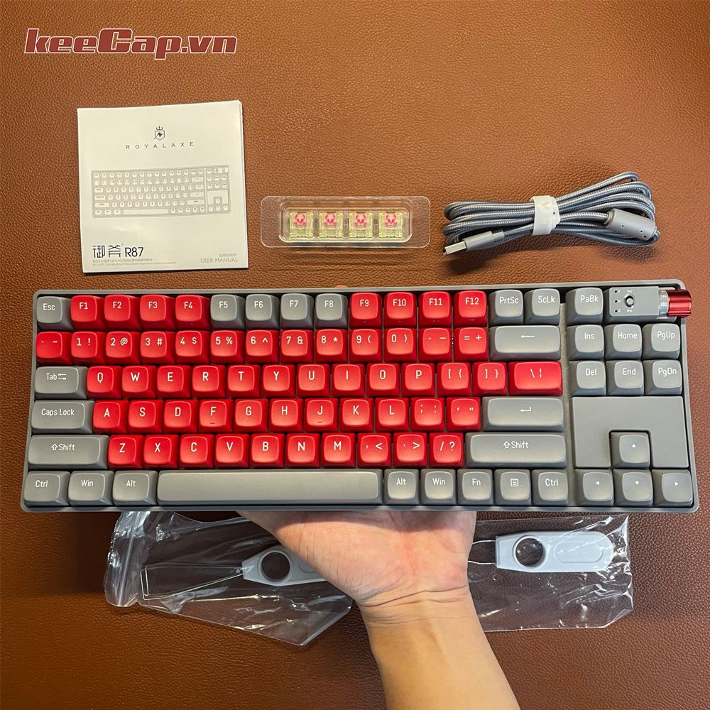 [KEECAP] Bàn phím cơ Royal Axe R87 Dark night red rose (3 mode – 87 ...