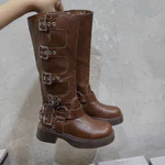 Boot Nữ Cổ Cao Phối Đai Khóa Cá Tính – Giày Boot Nữ Cao Cổ Thời Trang Đế Êm Đi Chơi Đi Phố — ảnh 3