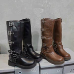 Boot Nữ Cổ Cao Phối Đai Khóa Cá Tính – Giày Boot Nữ Cao Cổ Thời Trang Đế Êm Đi Chơi Đi Phố — ảnh 2