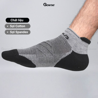 Tất thể thao cổ ngắn nam nữ GOMTAT chất liệu cotton dày dặn êm ái, phủ NANO BẠC kháng khuẩn khử mùi  -LUXIS-S017