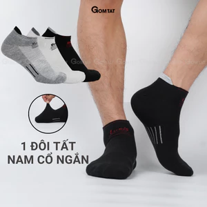 Tất thể thao nam cổ ngắn GOMTAT, chất liệu cotton cao cấp thoáng khí có đệm chân - LUXIS-S016-1DOI