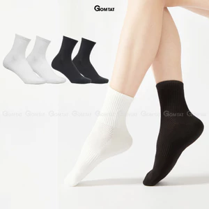 Tất vớ nam nữ cổ trung trơn màu GOMTAT chất liệu cotton cao cấp, thiết kế thoáng khí, êm mềm đi mát -GOM-KLB-TRONLUNG