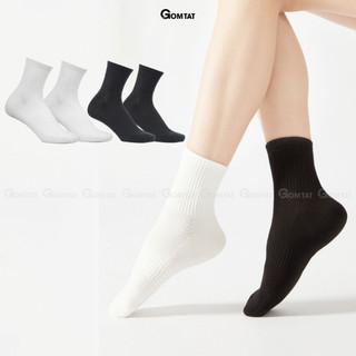 Tất vớ nam nữ cổ trung trơn màu GOMTAT chất liệu cotton cao cấp, thiết kế thoáng khí, êm mềm đi mát  -GOM-KLB-TRONLUNG