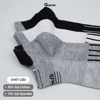 Tất thể thao nam cổ ngắn GOMTAT, chất liệu cotton cao cấp thoáng khí có đệm chân - LUXIS-S016-1DOI