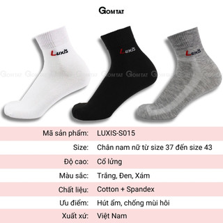Tất thể thao nam nữ GOMTAT chất liệu cotton kháng khuẩn, mềm mịn thoáng mát, thấm hút mồ hôi - LUXIS-S015