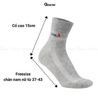 Tất thể thao nam nữ GOMTAT chất liệu cotton kháng khuẩn, mềm mịn thoáng mát, thấm hút mồ hôi - LUXIS-S015