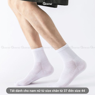 Tất vớ nam nữ cổ trung trơn màu GOMTAT chất liệu cotton cao cấp, thiết kế thoáng khí, êm mềm đi mát  -GOM-KLB-TRONLUNG