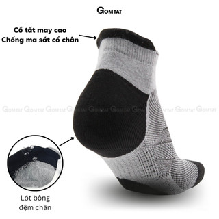 Tất thể thao cổ ngắn nam nữ GOMTAT chất liệu cotton dày dặn êm ái, phủ NANO BẠC kháng khuẩn khử mùi  -LUXIS-S017