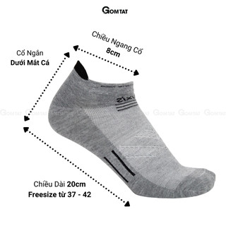 Tất thể thao nam cổ ngắn GOMTAT, chất liệu cotton cao cấp thoáng khí có đệm chân - LUXIS-S016-1DOI