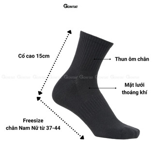Combo 10 đôi tất vớ nam nữ cổ trung trơn màu GOMTAT chất liệu cotton cao cấp, thiết kế thoáng khí -GOM-KLB-TRONLUNG-CB10