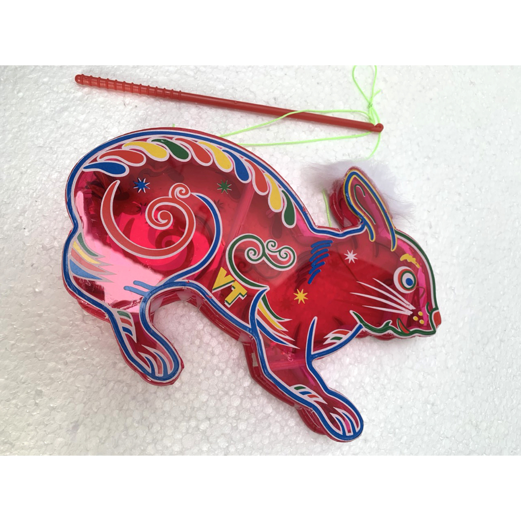 [ Chọn màu ] Khung nhựa bền - Đèn lồng trung thu giấy kính truyền thống hình con cá gà thỏ b..ướm màu đẹp đứng vững