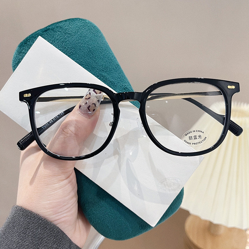 Gọng kính cận thời trang nữ nam mắt kính vuông không độ chống ánh sáng xanh và tia UV gọng kính hợp kim phối nhựa 186