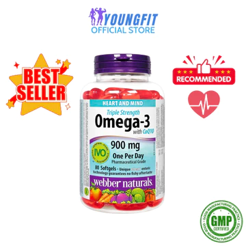 Viên Uống Dầu Cá Cô Đặc Omega 3 Plus CoQ10 Webber Naturals Sáng Mắt Tăng Cường Sức Khoẻ Tim Mạch (80 viên) - YoungFit