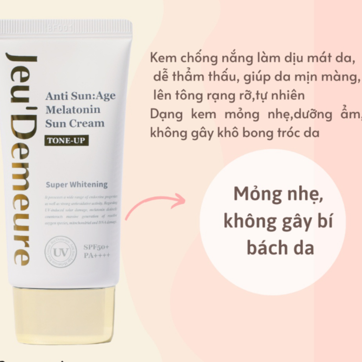 Combo 2 Kem Chống Nắng Thường và Nâng Tông Kiềm Dầu, Dưỡng Ẩm, Bảo Vệ Da Jeu'demeure SPF50+