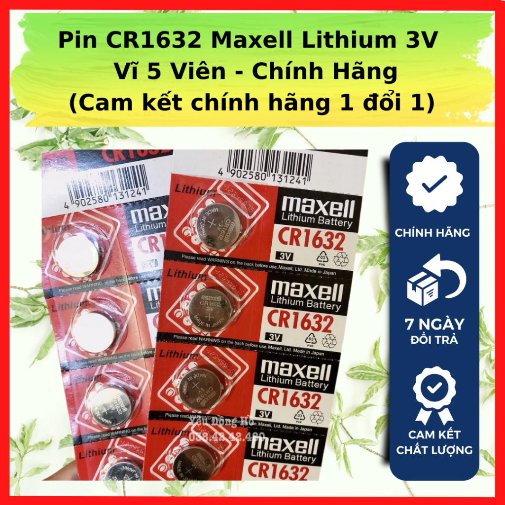 Pin CR1632 Maxell Lithium 3V - Vĩ 5 Viên - Chính Hãng | Shopee Việt Nam