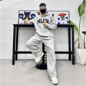 Sét Bộ Nỉ Thể Thao Hoodie Nam Nữ Phối Chữ MLCR Cá Tính, Chất Liệu Nỉ Ngoại Cao Cấp Dày Dặn Ấm Áp