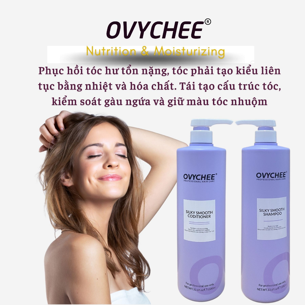 Cặp Dầu Gội Xả OVYCHEE Silky Smooth 1000ml/Chai | Dưỡng Tóc Mềm Mượt, Dễ Chải, Giảm Khô Xơ.