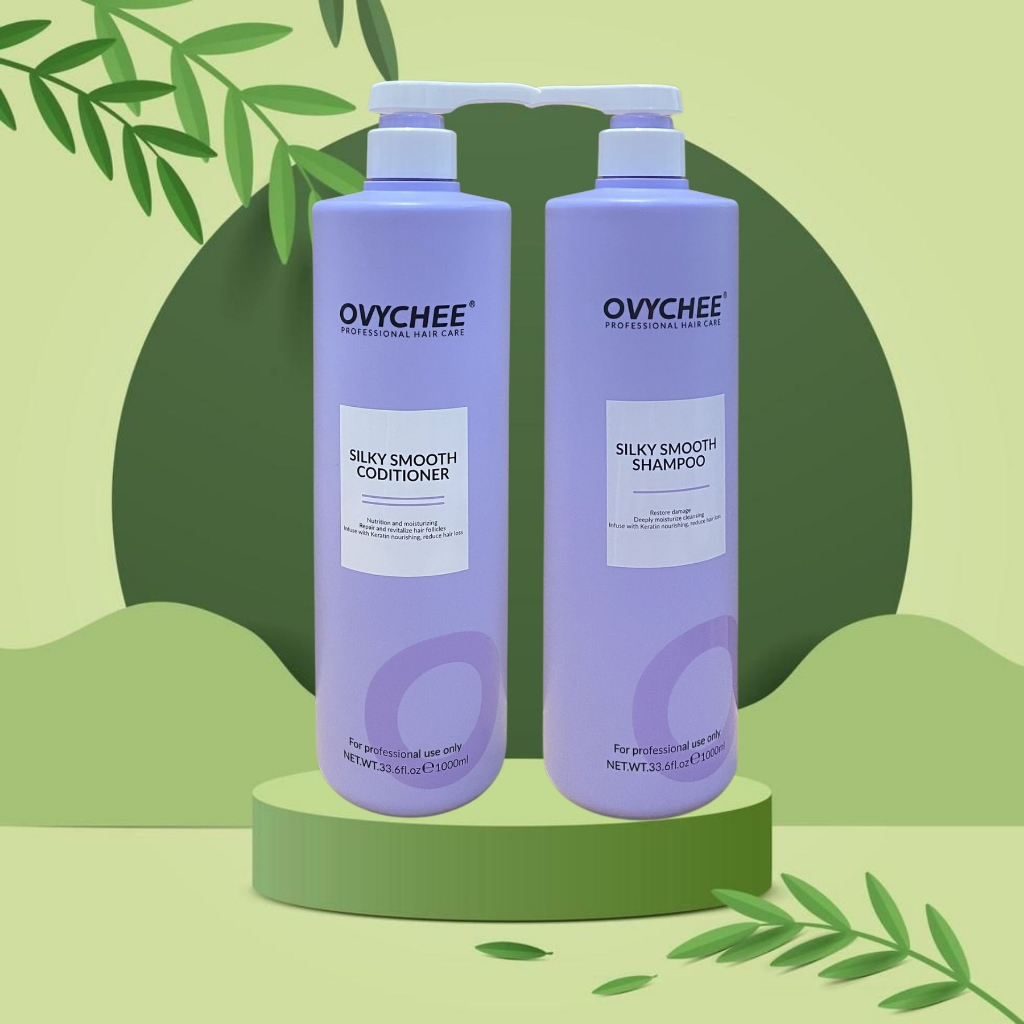 Cặp Dầu Gội Xả OVYCHEE Silky Smooth 1000ml/Chai | Dưỡng Tóc Mềm Mượt, Dễ Chải, Giảm Khô Xơ.