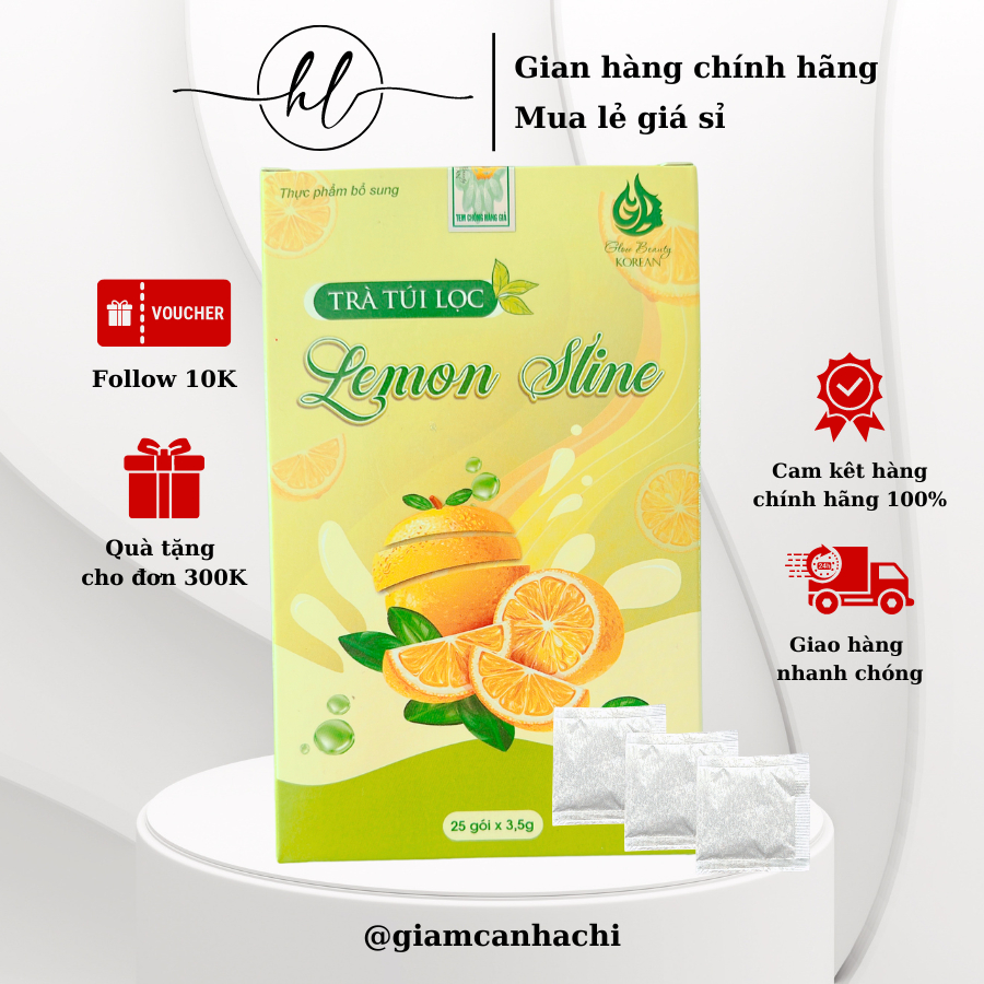 Trà Lenmon Sline hỗ trợ giảm 2-4kg, thanh lọc cơ thể, hộp 25 gói hàng ...