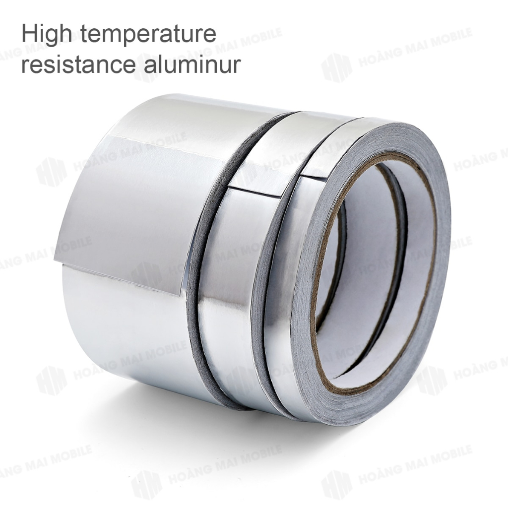 Băng keo nhôm bạc cách nhiệt, che chắn nhiệt, bảo vệ linh kiện khi hàn, khò, mặt keo 10mm, dài 40m