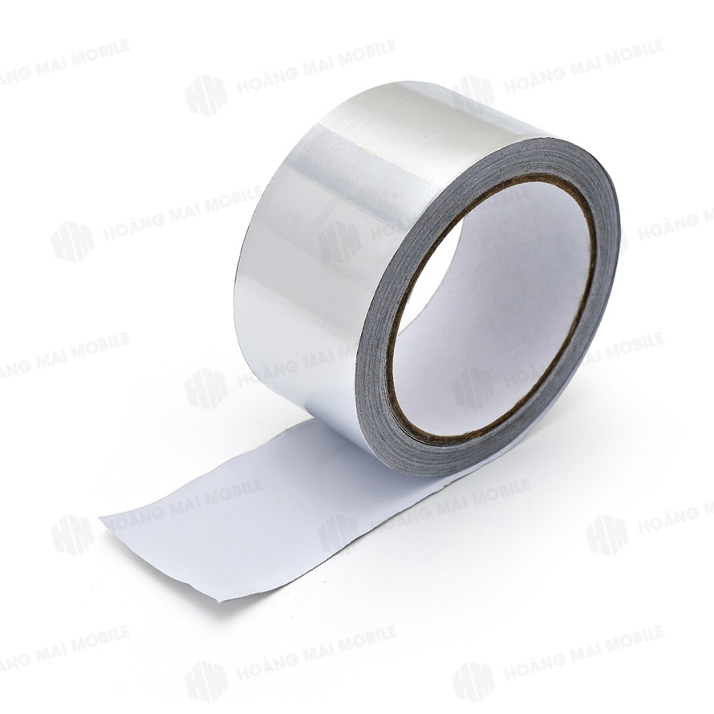 Băng keo nhôm bạc cách nhiệt, che chắn nhiệt, bảo vệ linh kiện khi hàn, khò, mặt keo 10mm, dài 40m