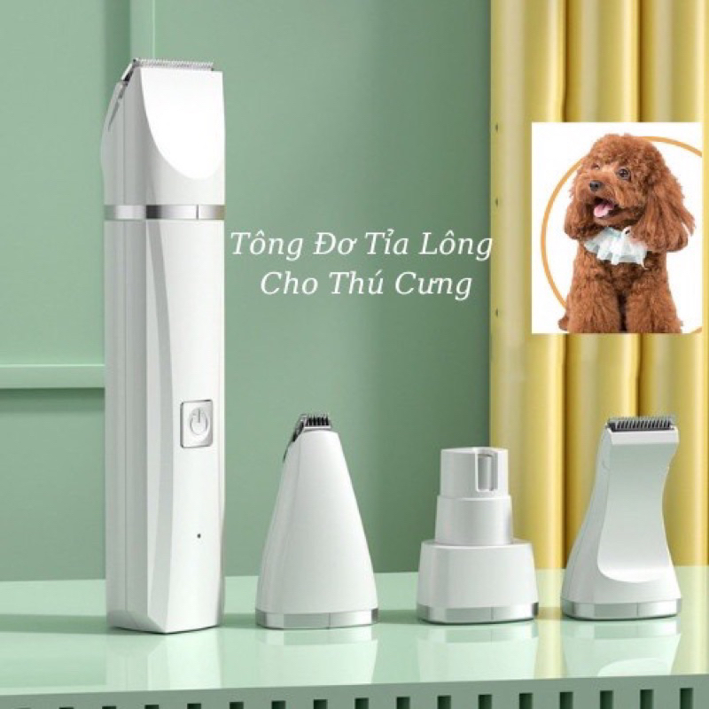 Tông Đơ Tỉa Lông chó mèo 4 Trong 1 Đa Năng, Cạo Lông chó mèo, sản phẩm chăm sóc Lông Thú Cưng