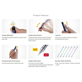 MONO TOMBOW - Bút chì kim lắc MONO Graph Pastel và nguyên bản 📝🐻🌸 Bút chì cơ khí 🌻 Tomboy MONO Graph Mechanical Pencil