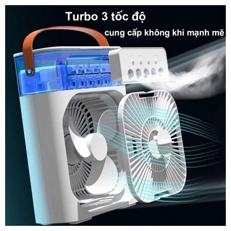 Quạt Điều Hoà Hơi Nước Dung Tích 600ml - Quạt Phun Sương 5 Lỗ Làm Mát 3 Chế Độ Tích Hợp Đèn Led
