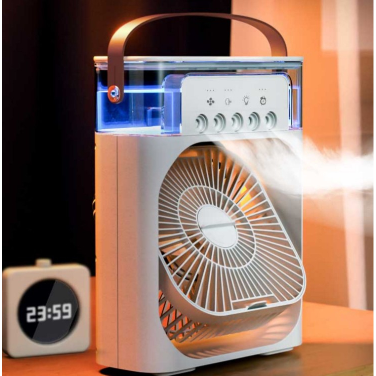 Quạt Điều Hoà Hơi Nước Dung Tích 600ml - Quạt Phun Sương 5 Lỗ Làm Mát 3 Chế Độ Tích Hợp Đèn Led