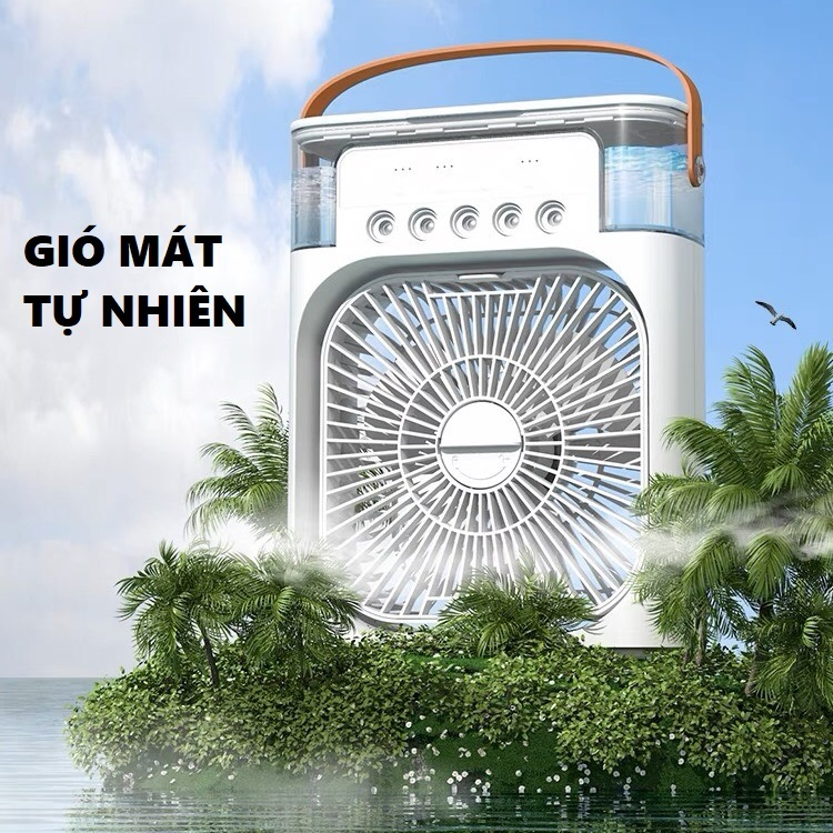 Quạt Điều Hoà Hơi Nước Dung Tích 600ml - Quạt Phun Sương 5 Lỗ Làm Mát 3 Chế Độ Tích Hợp Đèn Led