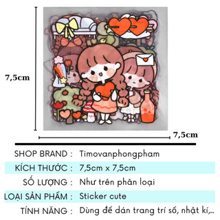 Sticker Giá Rẻ Set 25 Tấm Cute Trang Trí Toploader Decor Bình Nước Dán Mũ Bảo Hiểm Timo ST01-2