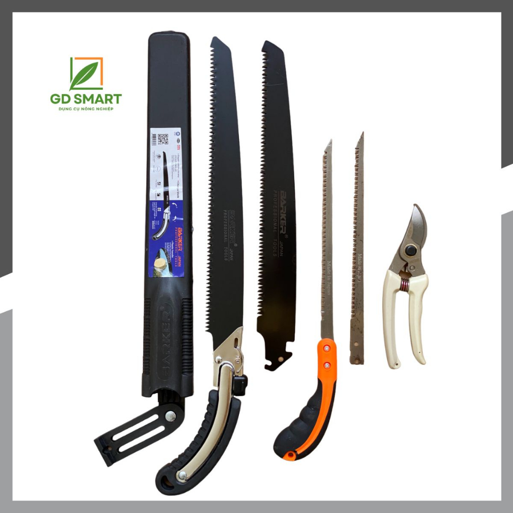 (Freeship) Combo Dụng Cụ Làm Vườn Cây Cảnh Bonsai (Cưa Barker Kèm Lưỡi Cưa Lách New Kèm Lưỡi và Kéo Tỉa Cành) - GD Smart