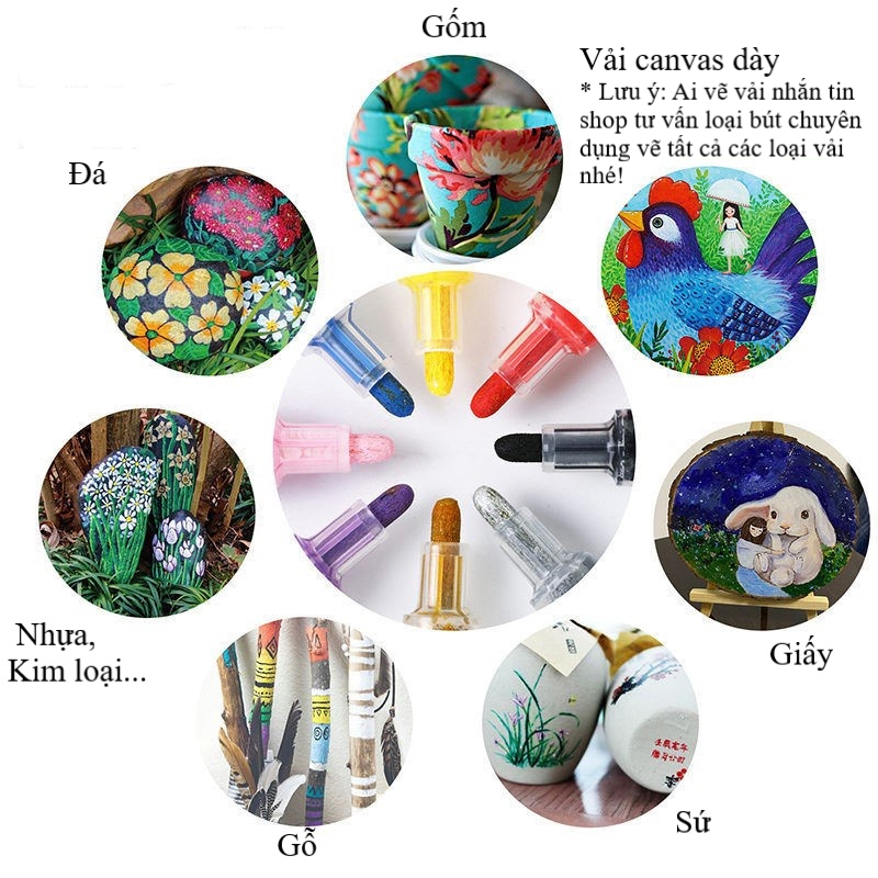 Bút sơn acrylic 51 màu repaint custom giày kim loại gỗ nhựa đá thủy tinh painter STA 1001 vẽ trên nhiều chất liệu