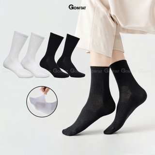 Tất vớ nam nữ cổ cao trơn màu GOMTAT chất liệu cotton cao cấp, hút ẩm thoáng khí, mềm mại êm chân  -GOM-KLB-TRONCAO-1DOI