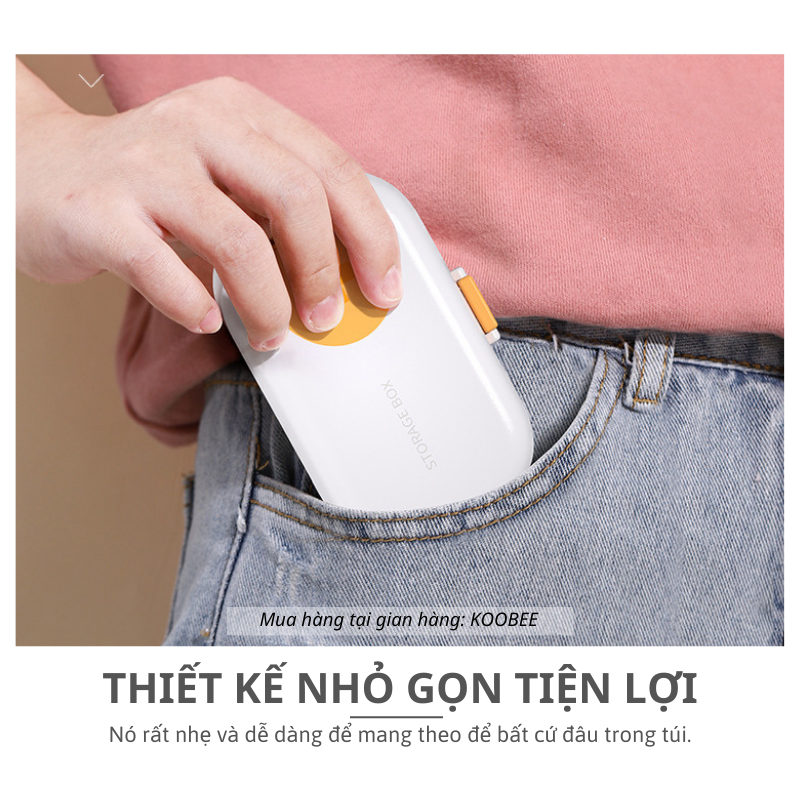 Hộp Đựng Thuốc Mini Kèm Dao Cắt KOOBEE – Chống Ẩm, 4 Ngăn Nhỏ Gọn, Dễ Mang Theo Khi Đi Làm, Du Lịch (NT08)