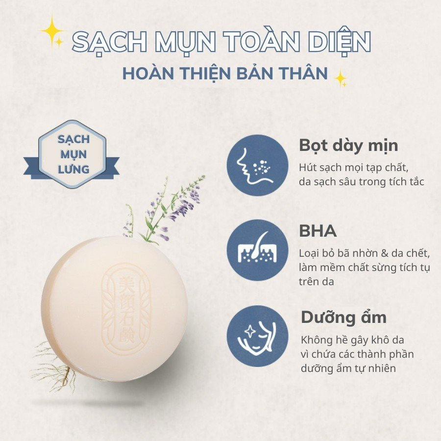 Ảnh Xà Phòng Chứa BHA Giảm Mụn Lưng & Mặt MEISHOKU Bigan 80G 4