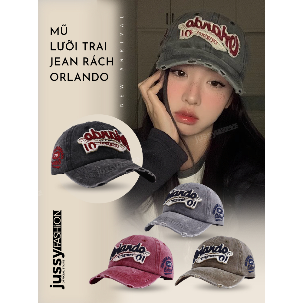 Mũ Lưỡi Trai Y2K Jean Wash ORLANDO Jussy Official Chất Vải Jean Form Mềm Nhiều Màu Hot Có Khóa Điều Chỉnh [HÀNG QC] | BigBuy360 - bigbuy360.vn