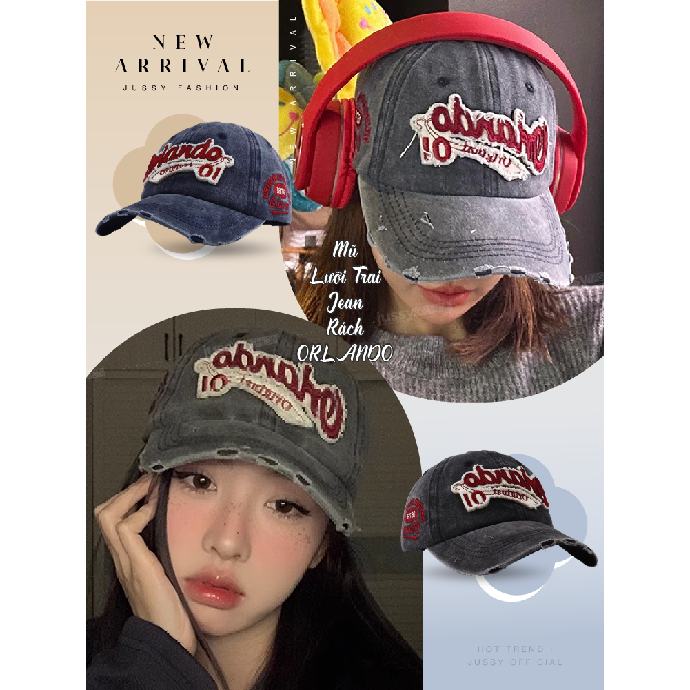Mũ Lưỡi Trai Y2K Jean Wash ORLANDO Jussy Official Chất Vải Jean Form Mềm Nhiều Màu Hot Có Khóa Điều Chỉnh [HÀNG QC] | BigBuy360 - bigbuy360.vn