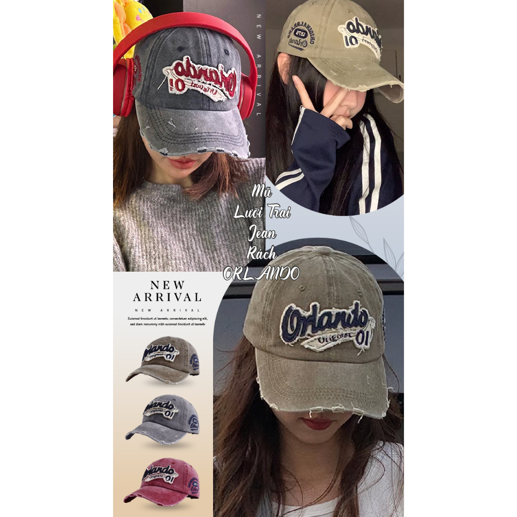 Mũ Lưỡi Trai Y2K Jean Wash ORLANDO Jussy Official Chất Vải Jean Form Mềm Nhiều Màu Hot Có Khóa Điều Chỉnh [HÀNG QC] | BigBuy360 - bigbuy360.vn