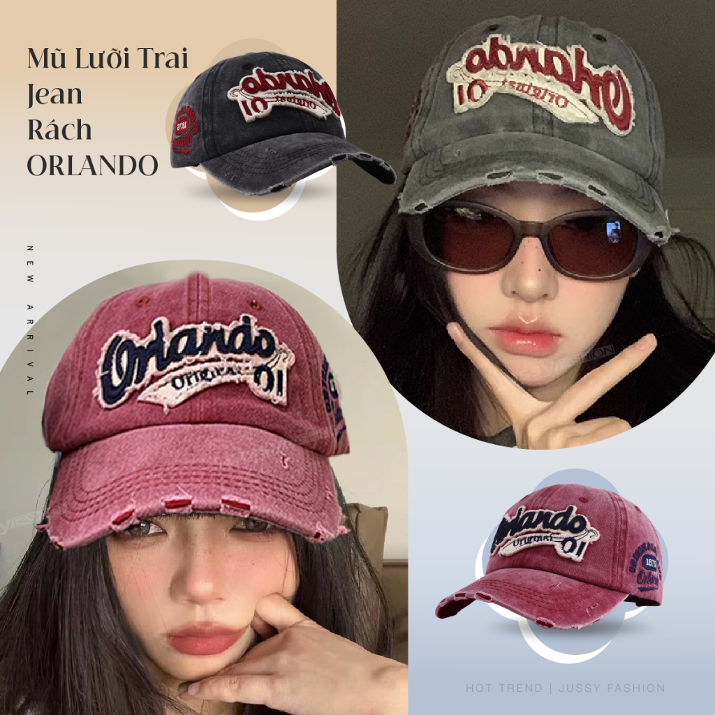 Mũ Lưỡi Trai Y2K Jean Wash ORLANDO Jussy Official Chất Vải Jean Form Mềm Nhiều Màu Hot Có Khóa Điều Chỉnh [HÀNG QC] | BigBuy360 - bigbuy360.vn