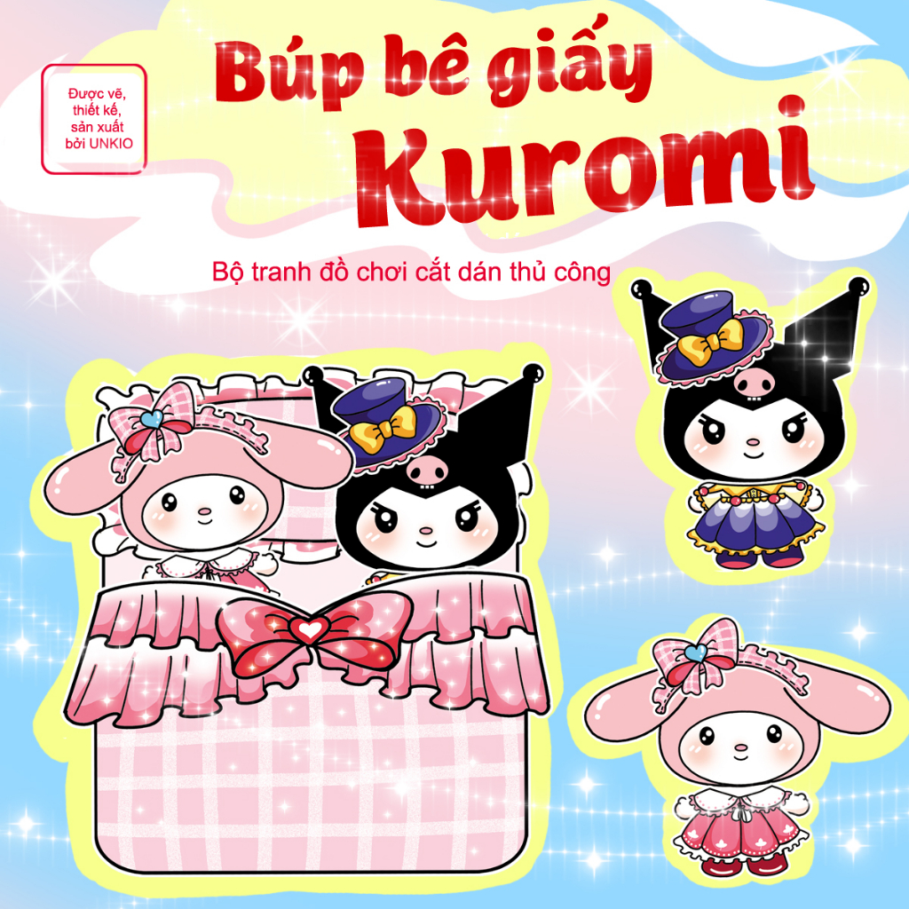 Búp bê giấy Kuromi cute -đồ chơi cắt dán thủ công-búp bê | Shopee Việt Nam
