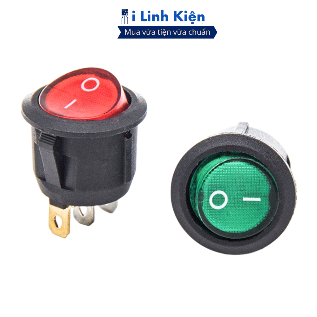 Công tắc bập bênh tròn 3 chân KCD1-105 250V 6A có đèn chất lượng cao ilinhkien.