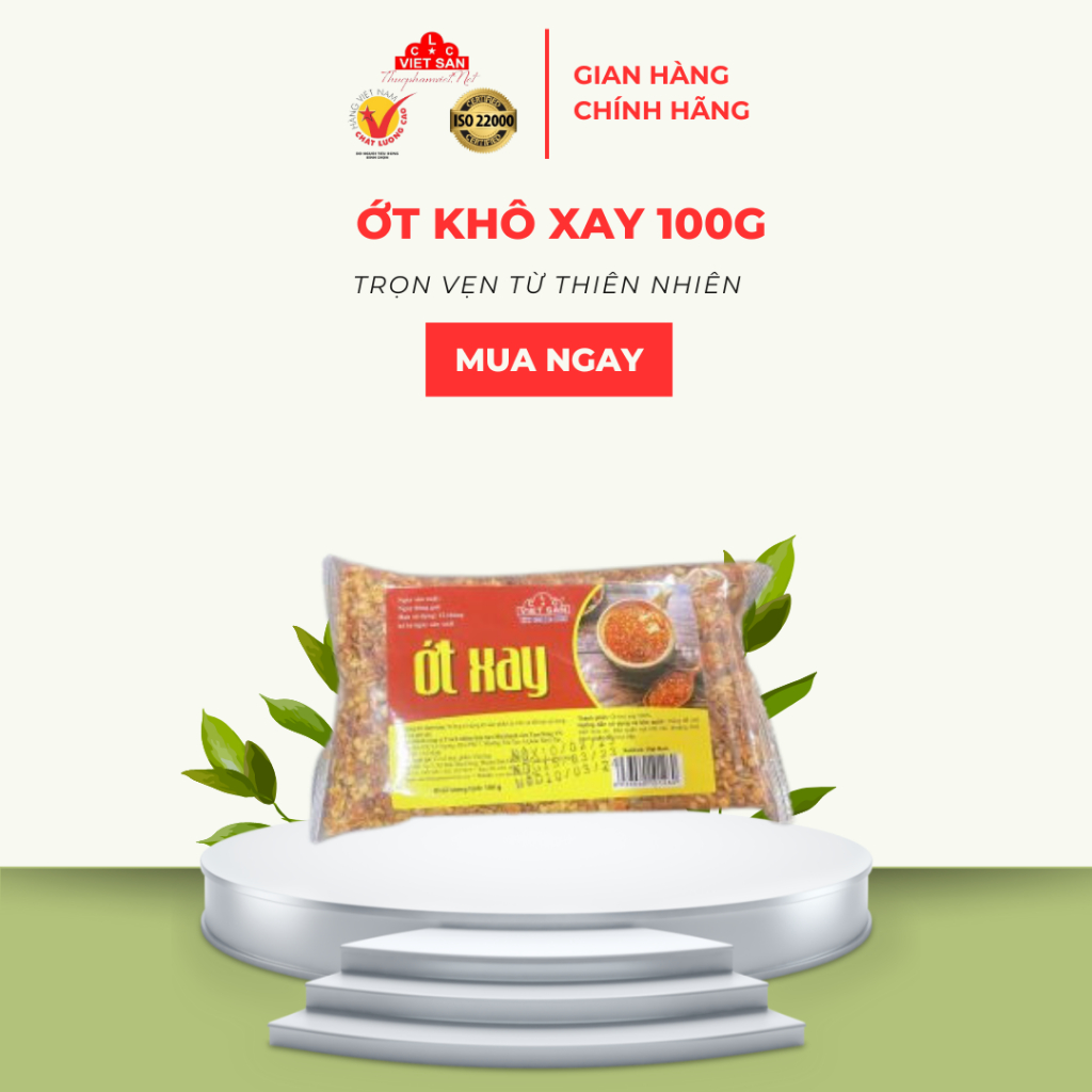 Ớt Khô Xay Việt San 100g - Ớt Bột Nguyên Chất Gia Vị Nấu Ăn Tẩm Ướp Cực Cay