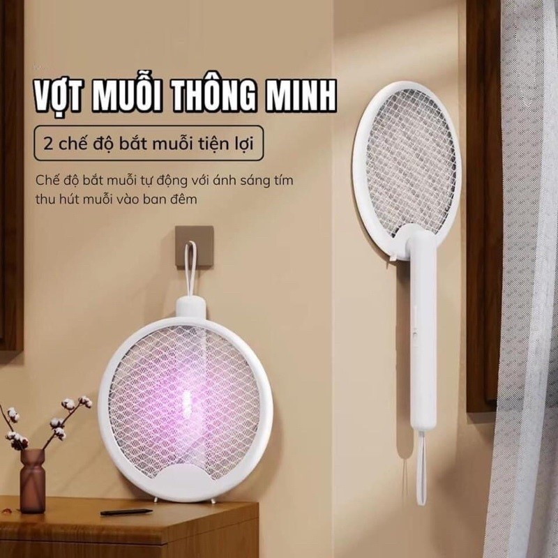 Vợt Bắt Muỗi Thông Minh Gấp Gọn 2 In 1 - Đèn Bắt Muỗi Tự Động Ban Đêm